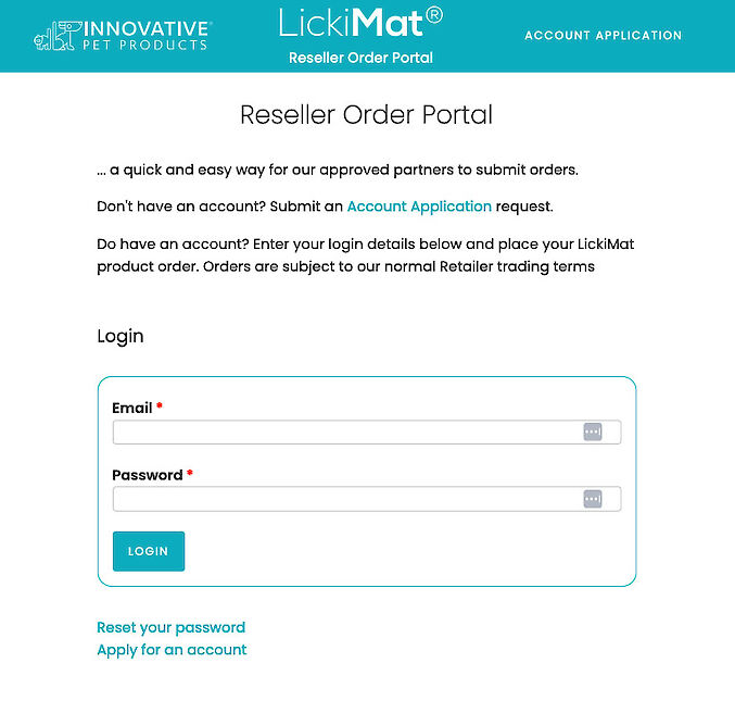 Home page login screen